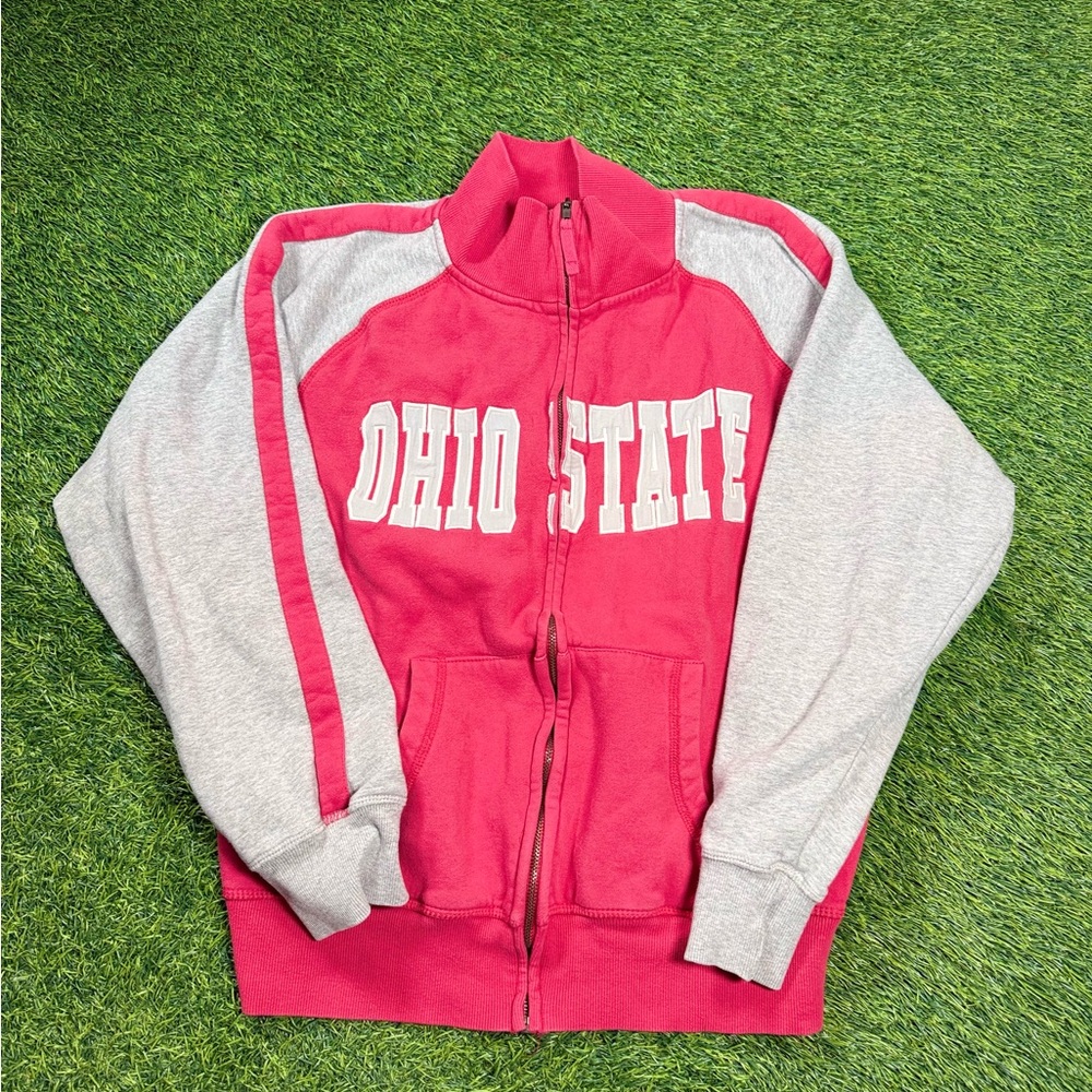 Ohio State Women’s Large Full Zip Jacket Red Gray Campus Heritage Varsity